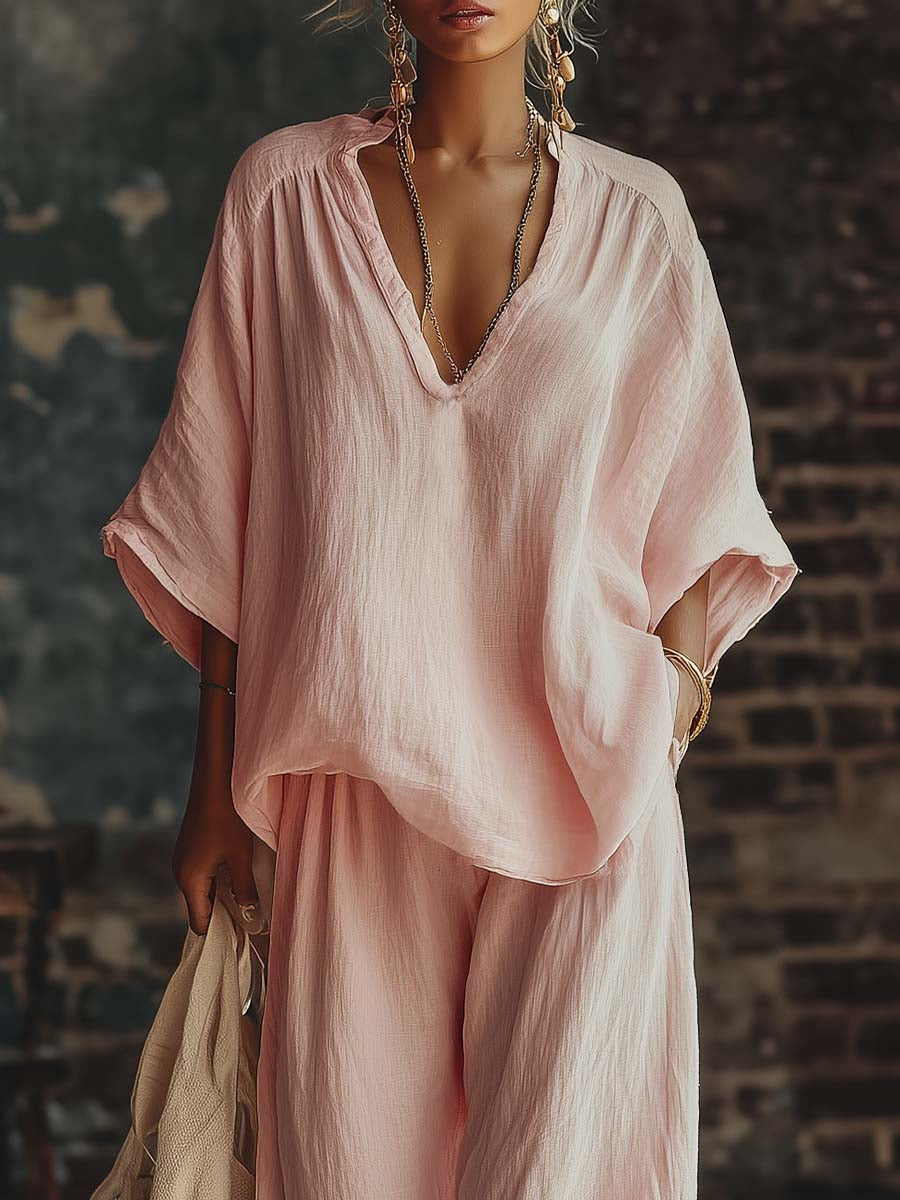 Σέτ Μπλούζας V-Neck και Παντελονιού Samantha