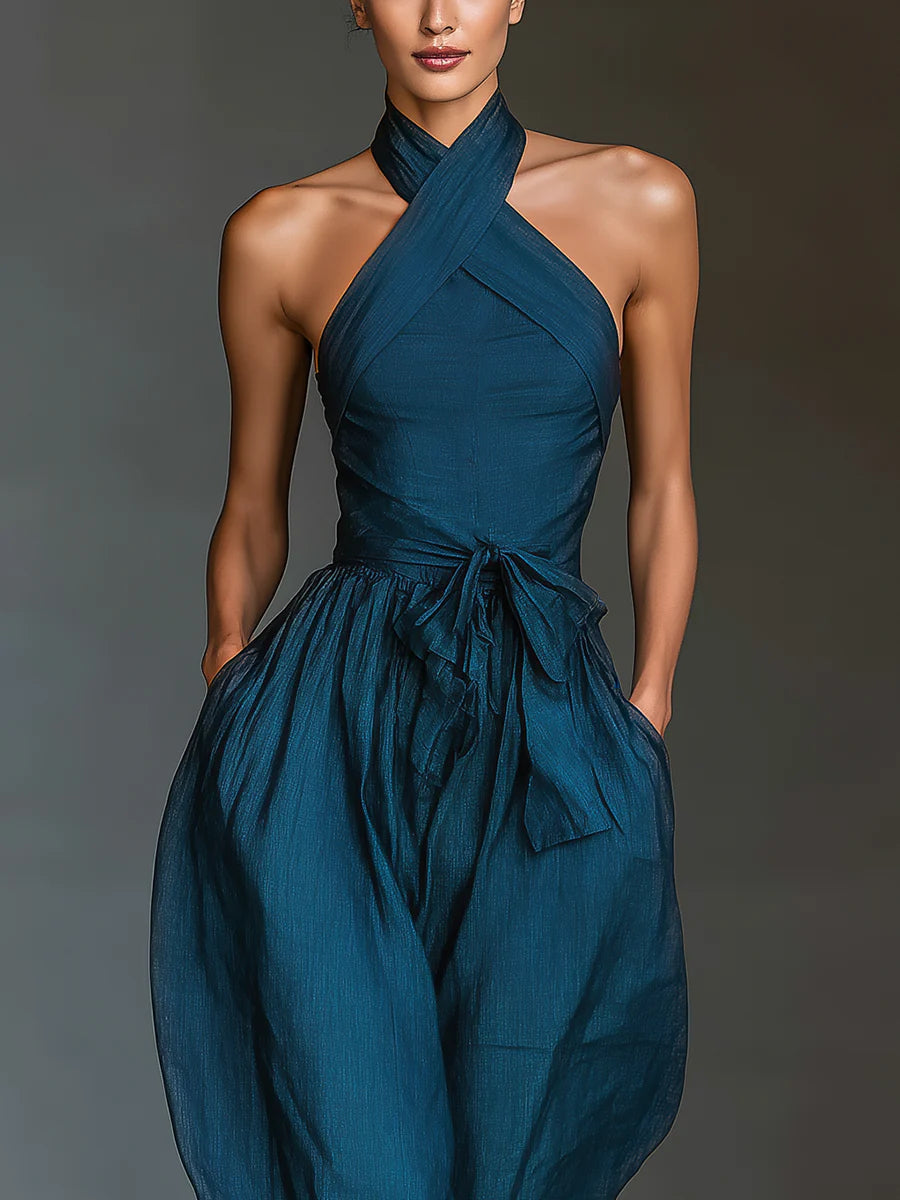 Φόρεμα Halter με Φαρδιά Πόδια Nadia
