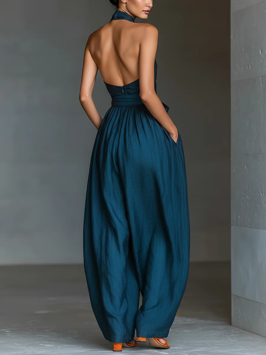 Φόρεμα Halter με Φαρδιά Πόδια Nadia