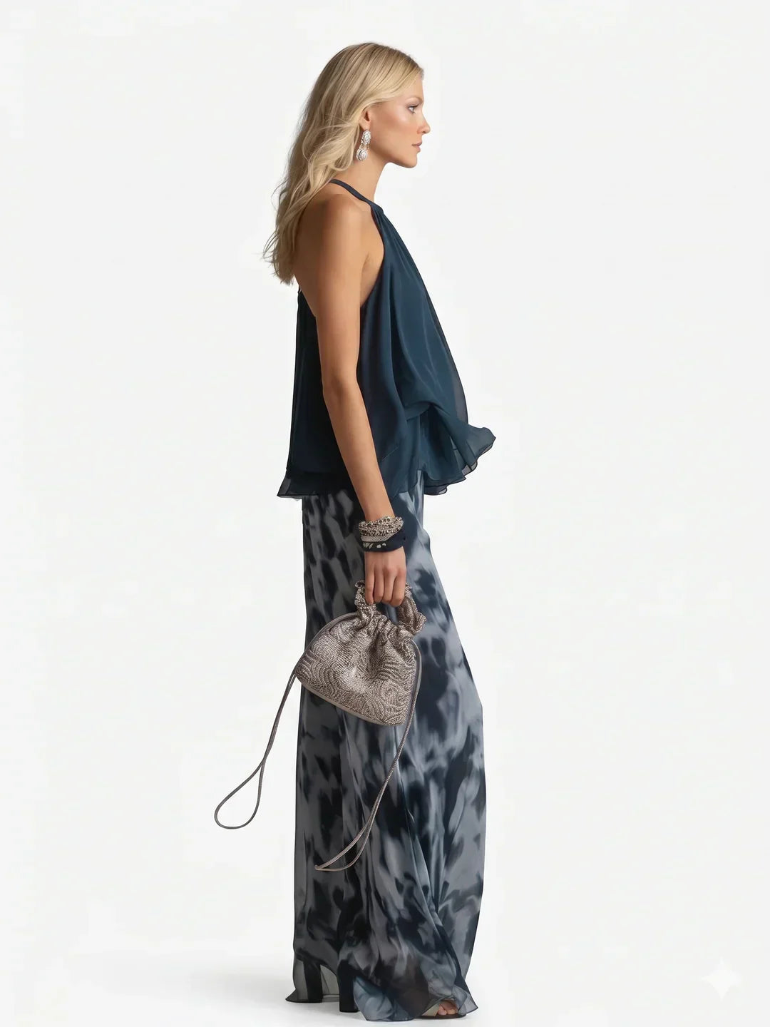Κομψό σετ από δύο κομμάτια από chiffon