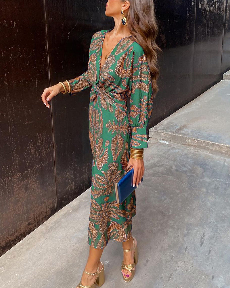 Isadora | Κομψό Midi Φόρεμα με Λεπτή Εκτύπωση
