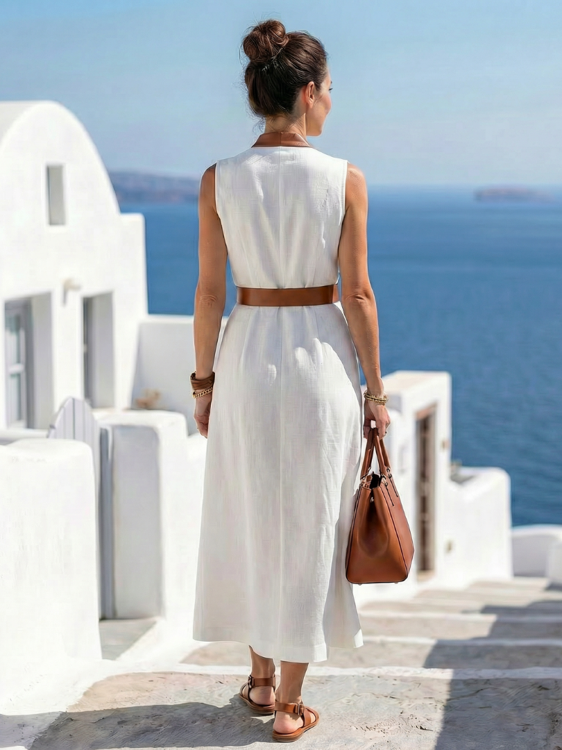 Μύρα | Φόρεμα Midi με Αντίθεση