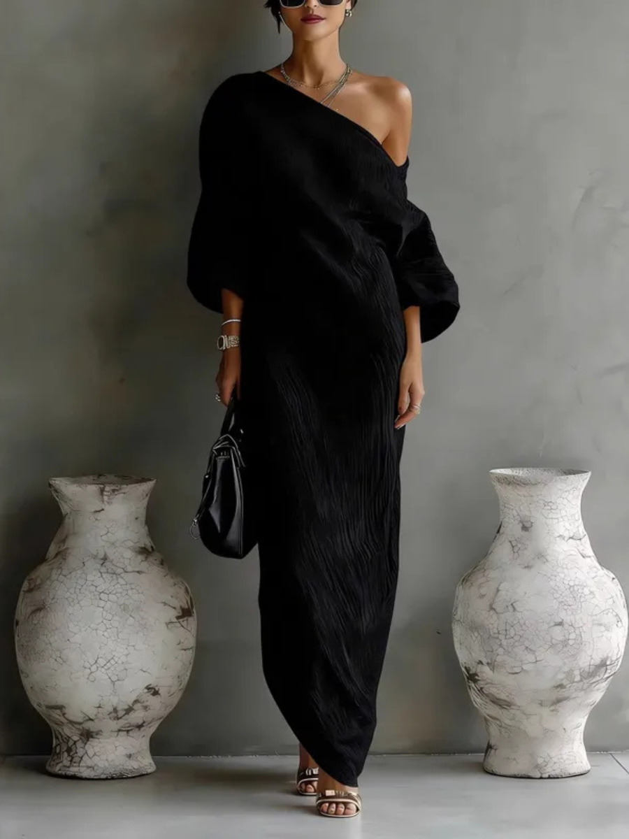 Seraphina™ | Κομψό maxi φόρεμα με έναν ώμο και αέρινη εφαρμογή
