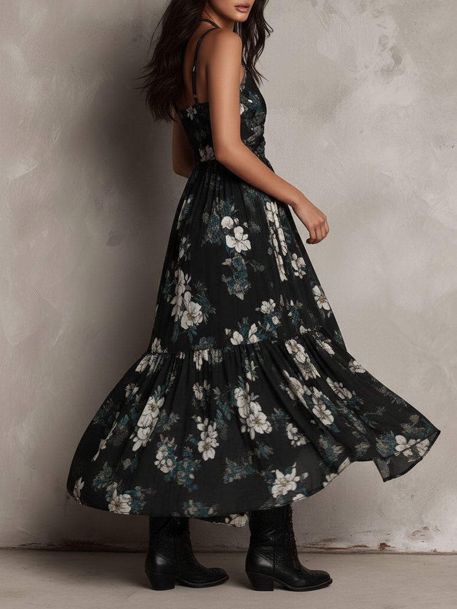 Esmé™ | Μποέμικο Floral Maxi Φόρεμα Χωρίς Ώμους