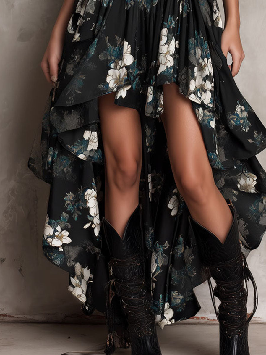 Esmé™ | Μποέμικο Floral Maxi Φόρεμα Χωρίς Ώμους