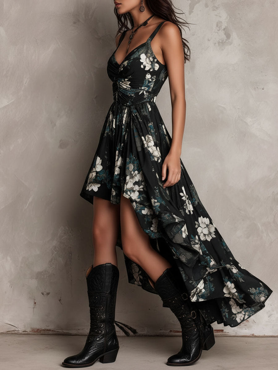 Esmé™ | Μποέμικο Floral Maxi Φόρεμα Χωρίς Ώμους