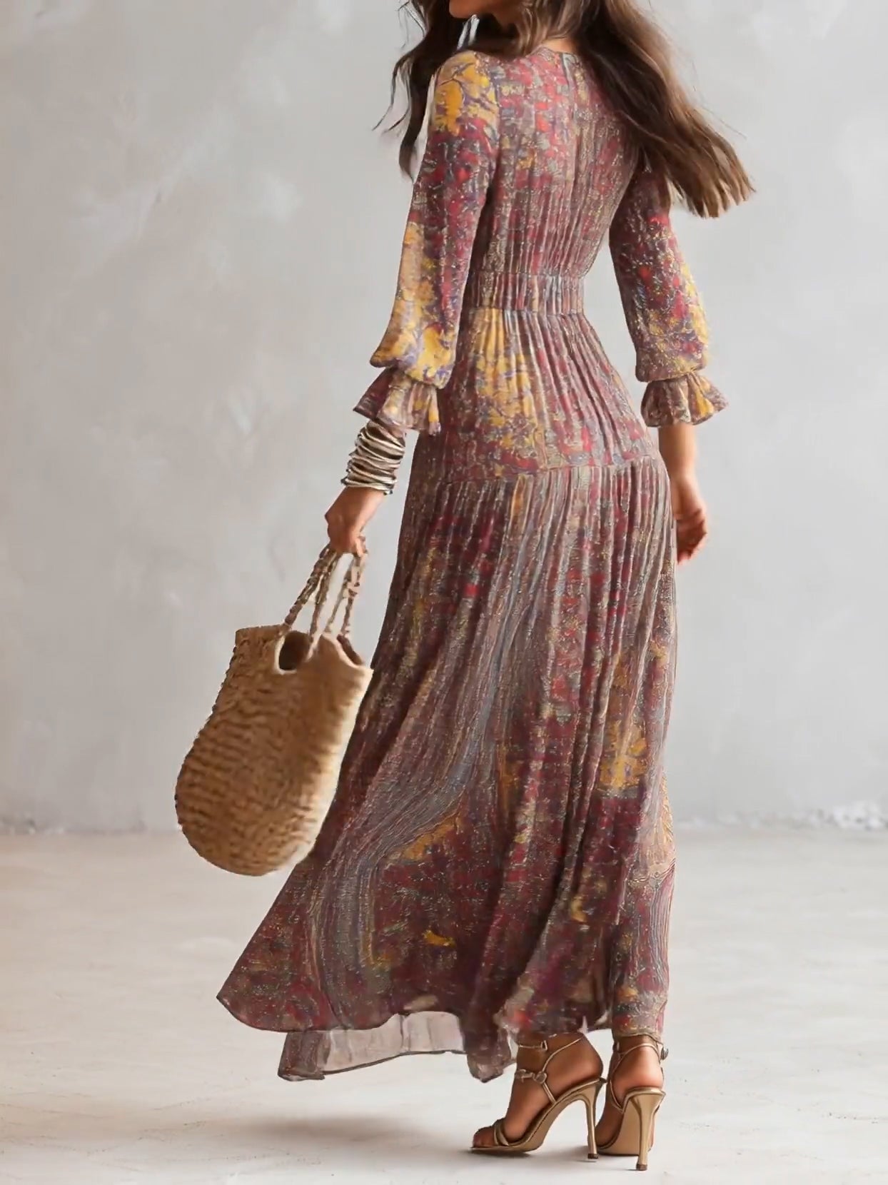 Cosima™ | Φόρεμα Maxi Chiffon με V-λαιμόκοψη Paisley
