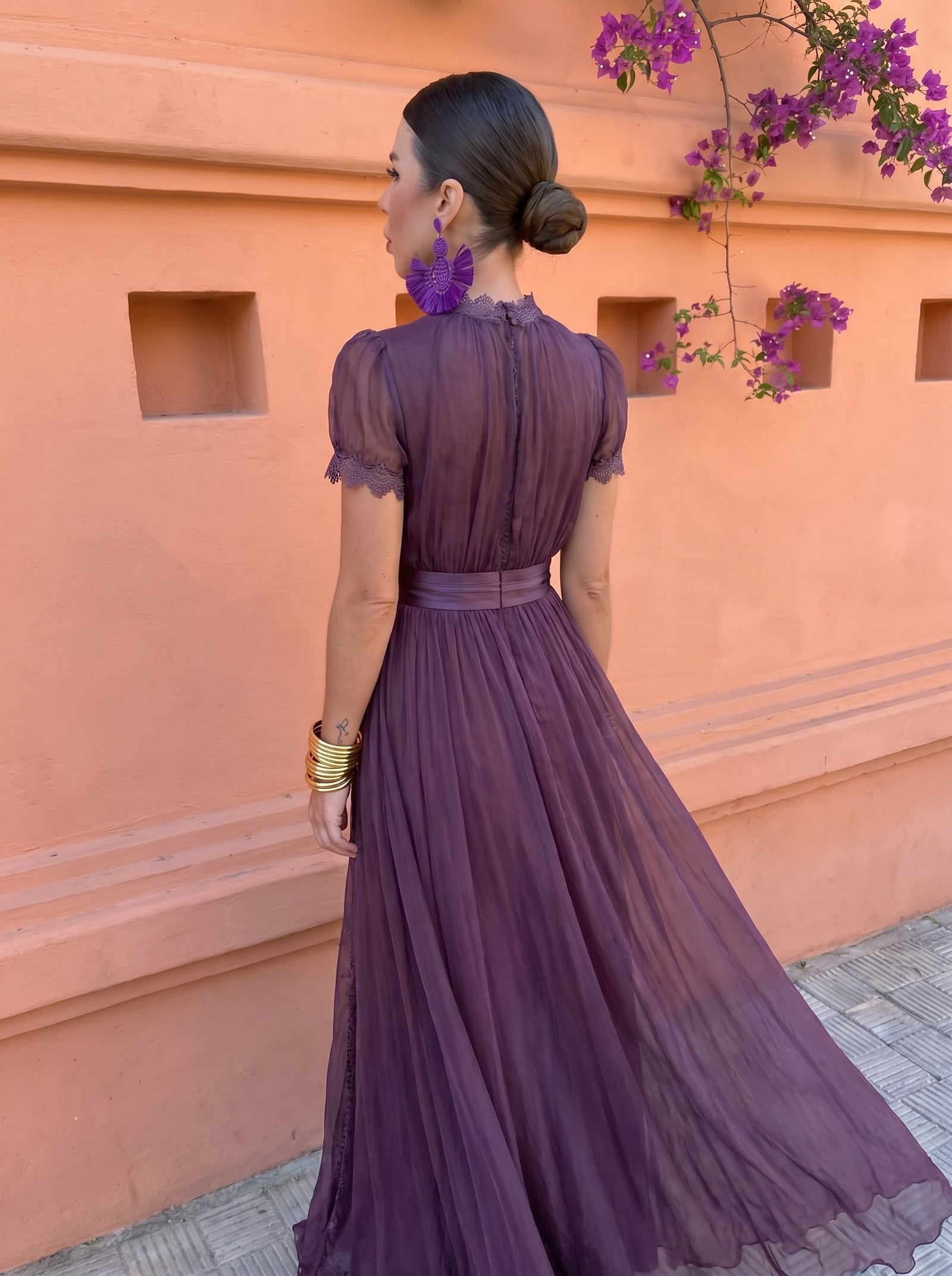 Ashley — Vintage Μακρύ Φόρεμα σε Σιφόν