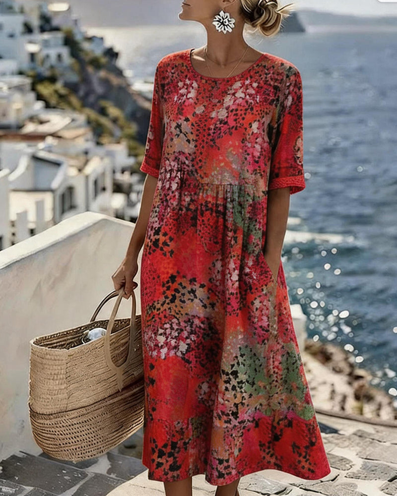 Paula | Φλοράλ μίντι φόρεμα ελαφρύ και χαλαρό