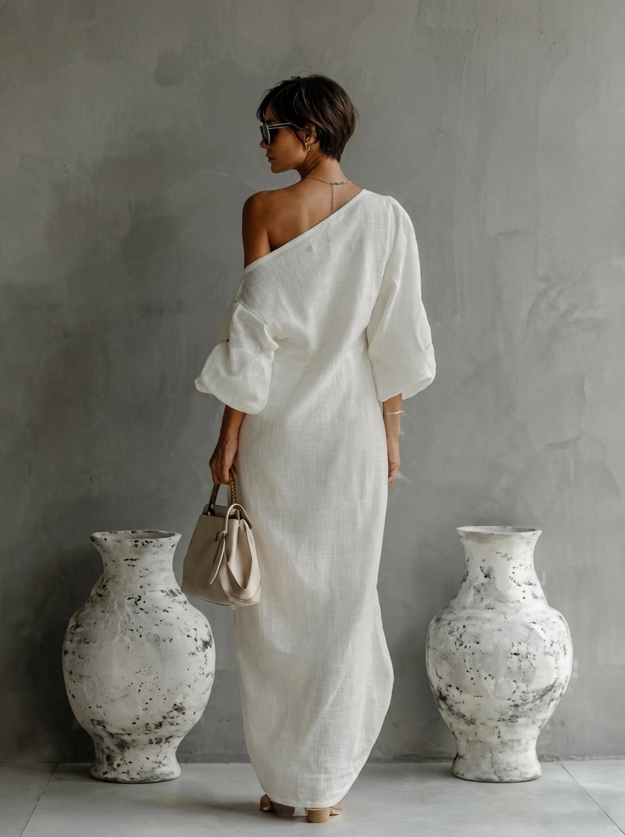 Seraphina™ | Κομψό maxi φόρεμα με έναν ώμο και αέρινη εφαρμογή