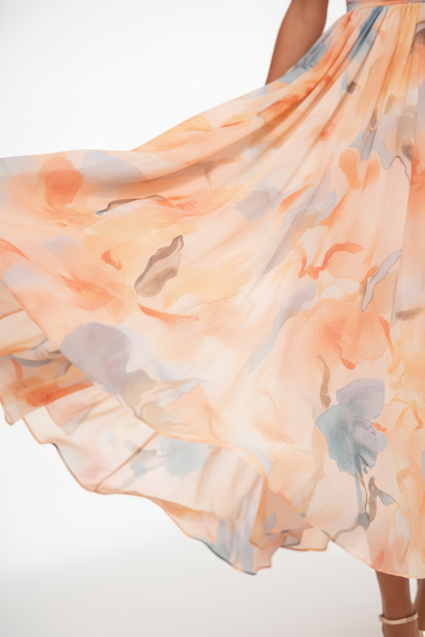 Esther™ | Maxi φόρεμα με λαιμόκοψη halter και εκτύπωση ακουαρέλας