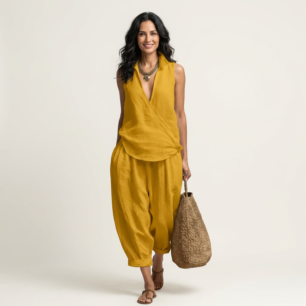 Twiila | Σετ με Wrap-Top & Φαρδιά Παντελόνια