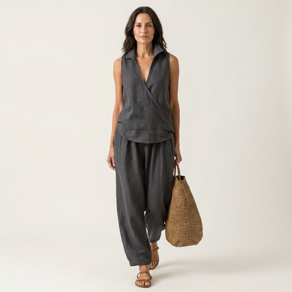 Twiila | Σετ με Wrap-Top & Φαρδιά Παντελόνια