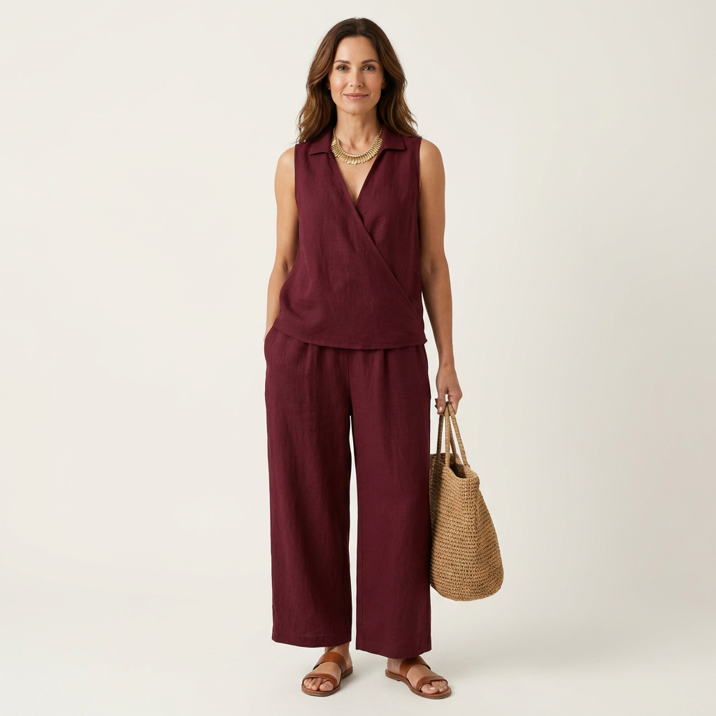 Twiila | Σετ με Wrap-Top & Φαρδιά Παντελόνια