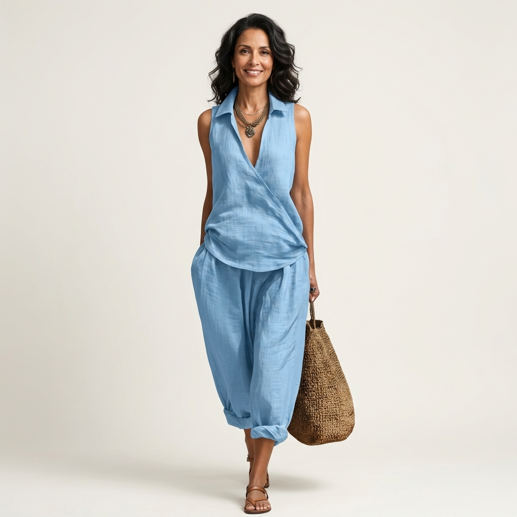 Twiila | Σετ με Wrap-Top & Φαρδιά Παντελόνια