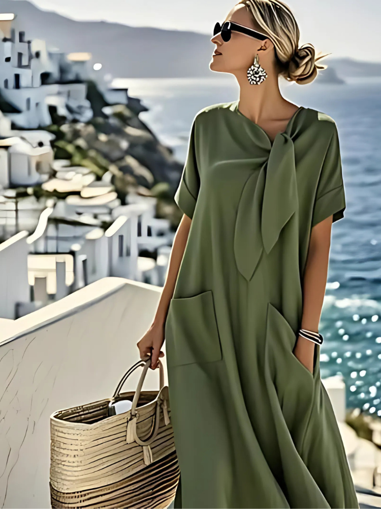 Seraphina™ | Αέρινο maxi φόρεμα με κομψό δέσιμο στον λαιμό