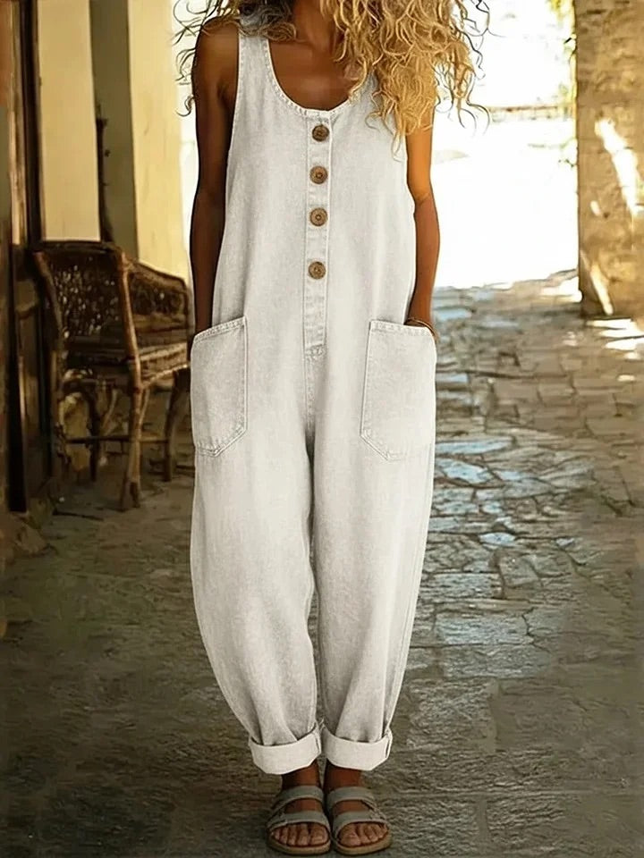 Saylor | Γυναικείο vintage τζιν ολόσωμο φόρεμα από πλυμένο βαμβάκι